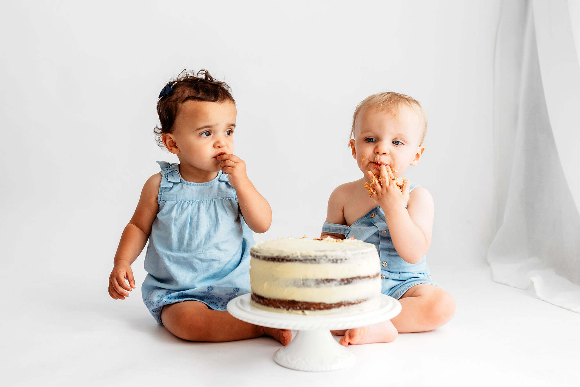 Cake Smash Photography Sheffield, natural light, twin session