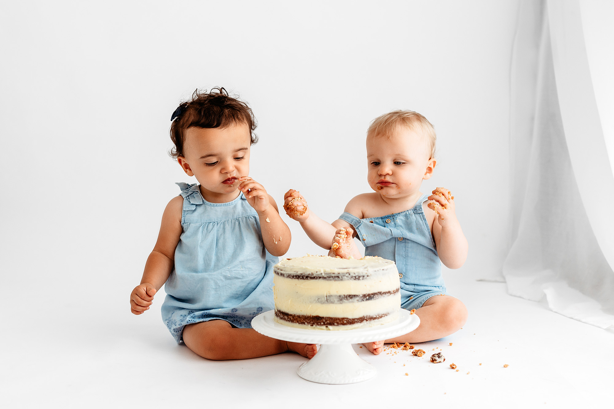 Cake Smash Photography Sheffield, natural light, twins first birthday