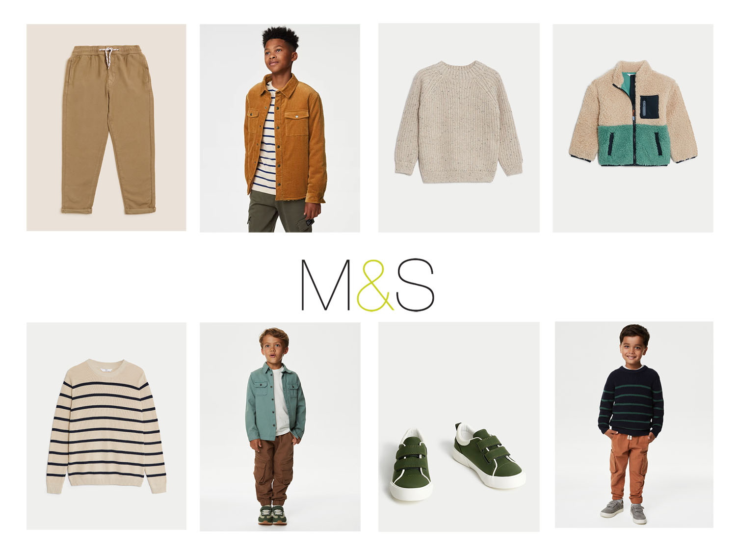 boys marks and Spencers clothing collage for autumn wardrobe - what to wear to your photoshoot 