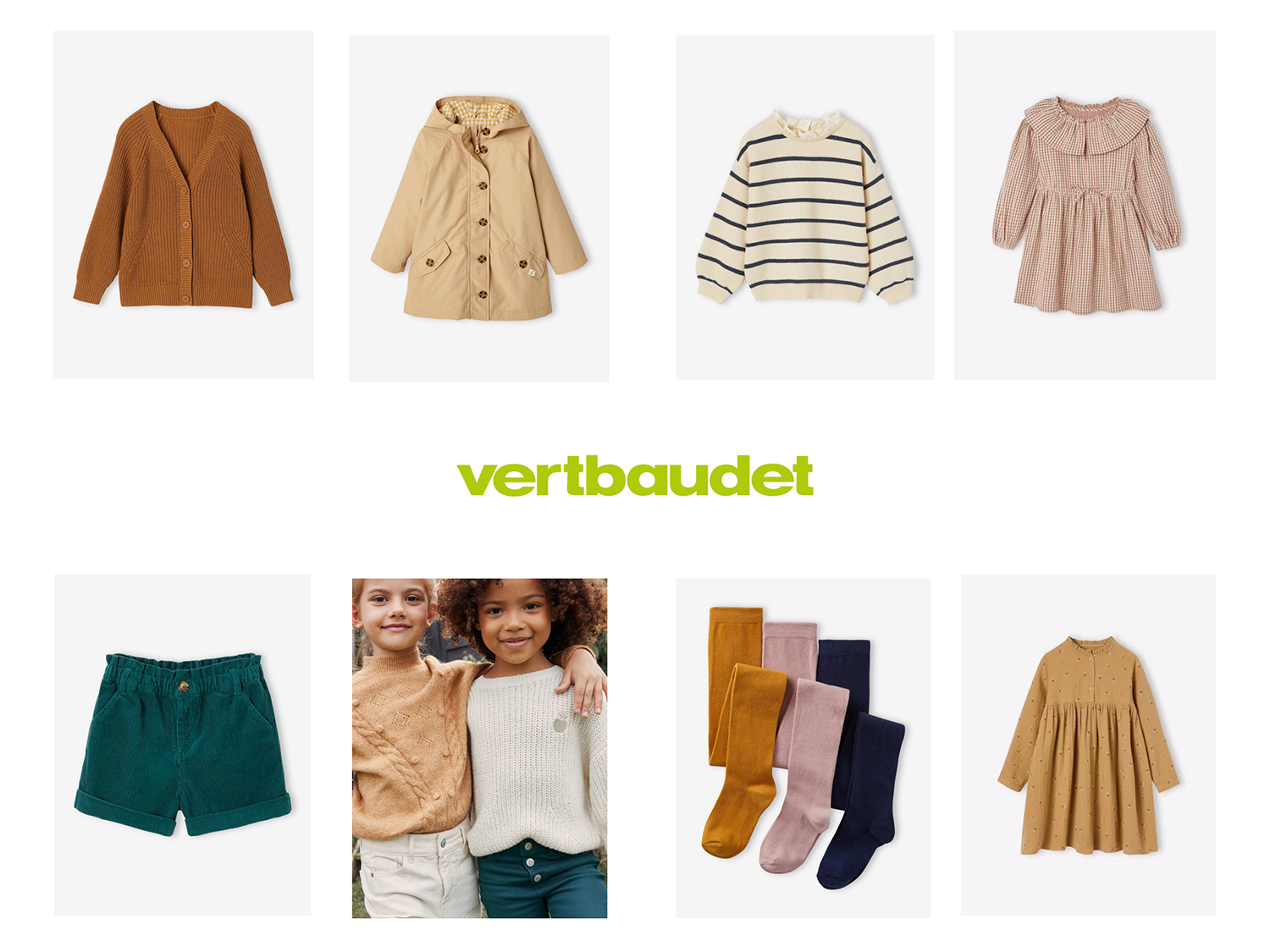 vertbaudet girls clothing collage - autumn wardrobe what to wear to a photoshoot 